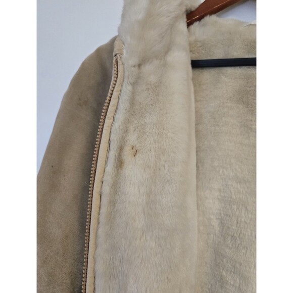 VTG Winlet‎ Leather Coat Jacket  Womens M Faux Fur Lined Tan 80s Suede Leather - Picture 11 of 14